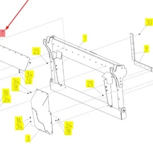 Oryginalny, górny panel podajnika pochyłego o numerze katalogowym 102419384, stosowany w kombajnach zbożowych marki Rostselmash.-schemat
