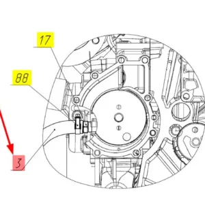 Oryginalny przewód gumowy układu nagrzewania kabiny o numerze katalogowym 102428315, stosowany w kombajnach zbożowych marki Rostselmash schemat.
