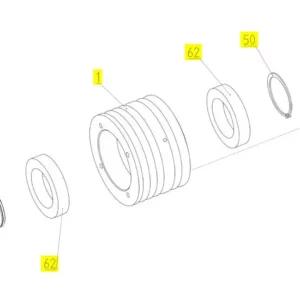 Oryginalna piasta koła pasowego o numerze katalogowym 102429933, stosowana w kombajanch zbożowych marki Rostselmash- schemat.
