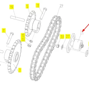 Oryginalna rolka łańcucha o numerze katalogowym 102431678, stosowana w kombajnach zbożowych marki Rostselmash schemat.