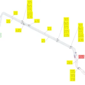 Oryginalny wąż gumowy hydrauliczny o numerze katalogowym 102432427, stosowany w kombajnach zbożowych marki Rostselmash- schemat.