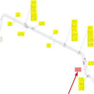 Oryginalny wąż gumowy hydrauliczny o numerze katalogowym 102432428, stosowany w kombajnach zbożowych marki Rostselmash- schemat.