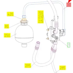 Oryginalny przewód hydrauliczny o numerze katalogowym 102432875, stosowany w kombajnach zbożowych marki Rostselmash- schemat.