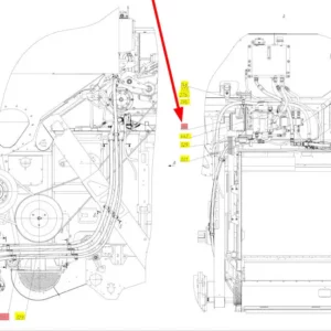 Oryginalny wąż gumowy hydrauliczny o numerze katalogowym 102433979, stosowany w kombajnach zbożowych marki Rostselmash- schemat.