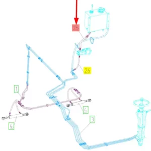 Oryginalny wąż gumowy hydrauliczny o numerze katalogowym 102434579, stosowany w kombajnach zbożowych marki Rostselmash- schemat.