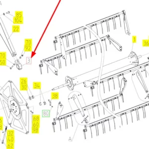 Oryginalne łożysko z oprawką o numerze katalogowym 102436957, stosowane w hederach marki Rostselmash- schemat.