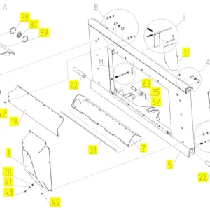 Oryginalna lewa klapa podajnika pochyłego o numerze katalogowym 102437271, stosowana w kombajnach zbożowych marki Rostselmash. schemat