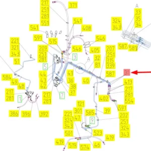 Oryginalny przewód hydrauliczny o numerze katalogowym 102440636, stosowany w kombajnach zbożowych marki Rostselmash- schemat.