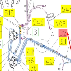 Oryginalny przewód hydrauliczny o numerze katalogowym 102440918, stosowany w kombajnach zbożowych marki Rostselmash- schemat.