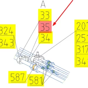 Oryginalny przewód hydrauliczny o numerze katalogowym 102441224, stosowany w kombajnach zbożowych marki Rostselmash- schemat.