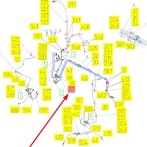 Oryginalny wąż gumowy hydrauliczny o numerze katalogowym 102441718, stosowany w kombajnach zbożowych marki Rostselmash- schemat.