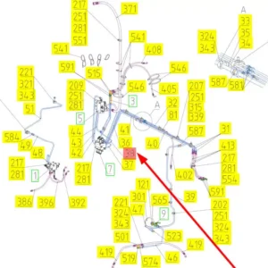 Oryginalny wąż gumowy hydrauliczny o numerze katalogowym 102441793, stosowany w kombajanch zbożowych marki Rostselmash- schemat.