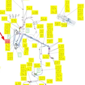 Oryginalny przewód hydrauliczny o numerze katalogowym 102442220, stosowany w kombajnach zbożowych marki Rostselmash- schemat.