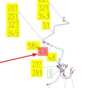 Oryginalny przewód hydrauliczny o numerze katalogowym 102442680, stosowany w kombajnach zbożowych marki Rostselmash- schemat.