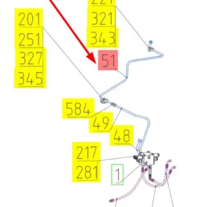 Oryginalny przewód hydrauliczny o numerze katalogowym 102442810, stosowany w kombajnach zbożowych marki Rostselmash- schemat.