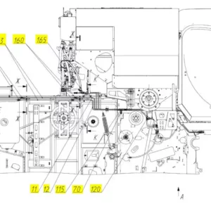 Oryginalny przewód gumowy hydrauliczny o numerze katalogowym 102443764, stosowany w kombajnach zbożowych marki Rostselmash- schemat.