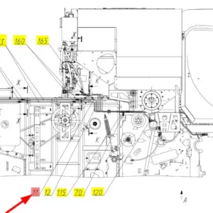 Oryginalny przewód hydrauliczny o numerze katalogowym 102444263, stosowany w kombajnach zbożowych marki Rostselmash.- schemat.