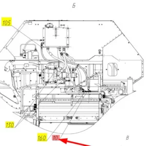 Oryginalny wąż gumowy hydrauliczny o numerze katalogowym 102444660, stosowany w kombajnach zbożowych marki Rostselmash- schemat.