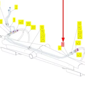 Oryginalny przewód hydrauliczny o numerze katalogowym 102446079, stosowany w kombajnach zbożowych marki Rostselmash- schemat.