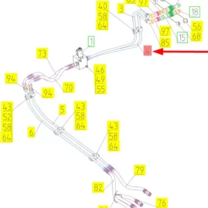 Oryginalny przewód hydrauliczny o numerze katalogowym 102448165, stosowany w kombajnach zbożowych marki Rostselmash- schemat.