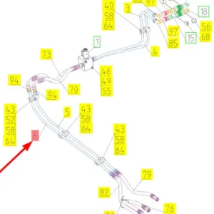 Oryginalny przewód hydrauliczny o numerze katalogowym 102450589, stosowany w kombajnach zbożowych marki Rostselmash- schemat.