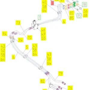 Oryginalny przewód hydrauliczny o numerze katalogowym 102450616, stosowany w kombajnach zbożowych marki Rostselmash- schemat.