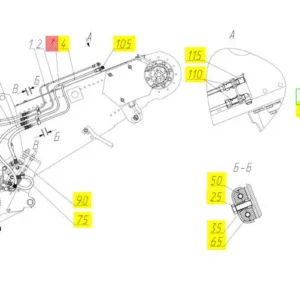 Oryginalny przewód hydrauliczny o numerze katalogowym 102452182, stosowany w kombajnach zbożowych marki Rostselmash schemat.
