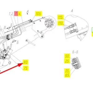 Oryginalny przewód hydrauliczny o numerze katalogowym 102452183, stosowany w kombajnach zbożowych marki Rostselmash schemat.
