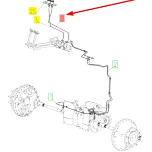 Oryginalny przewód układu hamulcowego o numerze katalogowym 102454798, stosowany w kombajnach zbożowych marki Rostselmash schemat.