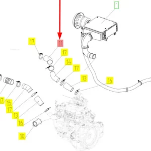 Oryginalna rura narożna kolankowa o numerze katalogowym 102460016, stosowana w kombajnach zbożowych marki Rostselmash- schemat.