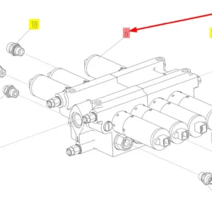 Oryginalny rozdzielacz hydrauliczny o numerze katalogowym 102461950, stosowany w kombajnach zbożowych marki Rostselmash schemat.