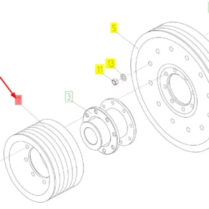 Oryginalne koło pasowe o numerze katalogowym 102462338, stosowane w kombajnach zbożowych marki Rostselmash schemat.