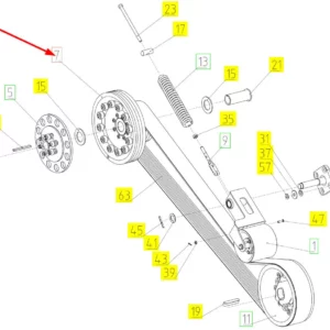 Oryginalne koło pasowe napędu przenośnika o numerze katalogowym 102463347, stosowane w kombajnach zbożowych marki Rostselmash schemat.