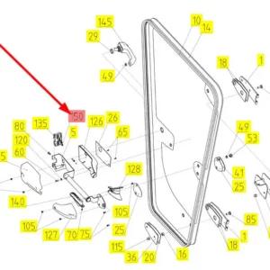 Oryginalny zamek drzwi kabiny o numerze katalogowym 102464149, stosowany w kombajnach zbożowych marki Rostselmash schemat