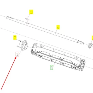 Oryginalna, kompletna piasta odrzutnika prawa o numerze katalogowym 102464327, stosowana w kombajnach zbożowych marki Rostselmash.-schemat