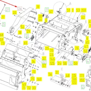 Oryginalna osłona boczna przenośnika pochyłego o numerze katalogowym 102464329, stosowana w kombajnach zbożowych marki Rostselmash.-schemat