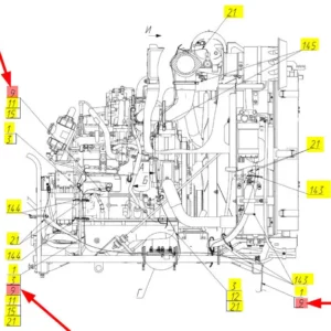 Oryginalny przewód rozrusznika o numerze katalogowym 102466507, stosowany w kombajnach zbożowych marki Rostselmash- schemat.