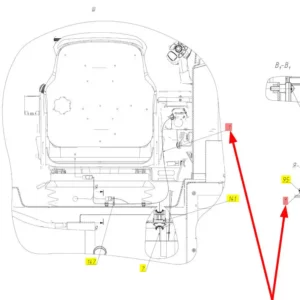 Oryginalna wiązka elektryczna siedzenia o numerze katalogowym 102467396, stosowana w kombajnach zbożowych marki Rostselmash schemat.