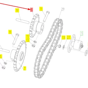 Oryginalne koło zębate bębna podającego o numerze katalogowym 102468608, stosowane w kombajnach zbożowych marki Rostselmash schemat.