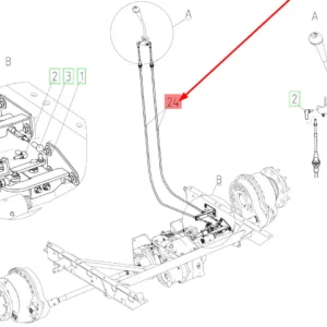Oryginalna linka zmiany biegów o numerze katalogowym 102472532, stosowana w kombajnach zbożowych marki Rostselmash schemat.