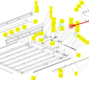 Oryginalne mocowanie sita o numerze katalogowym 102488267, stosowane w kombajnach zbożowych marki Rostselmash schemat.