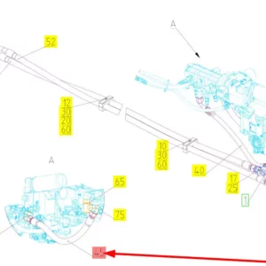 Oryginalny przewód hydrauliczny o numerze katalogowym 102500994, stosowany w kombajnach zbożowych marki Rostselmash schemat