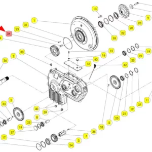 Oryginalny klin koła zębatego skrzyni biegów o numerze katalogowym 102506080, stosowany w kombajnach zbożowych marki Rostselmash. schemat