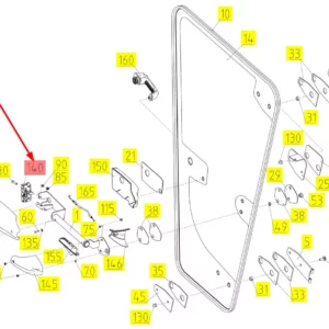 Oryginalny zamek drzwi kabiny o numerze katalogowym 102507392, stosowany w kombajnach zbożowych marki Rostselmash schemat.