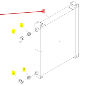 Oryginalna chłodnica oleju o numerze katalogowym 102521858, stosowana w kombajnach zbożowych marki Rostselmash schemat.