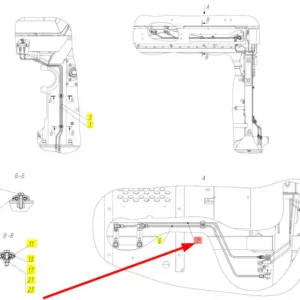 Oryginalny przewód układu hamulcowego o numerze katalogowym 102522095, stosowany w kombajnach zbożowych marki Rostselmash schemat.