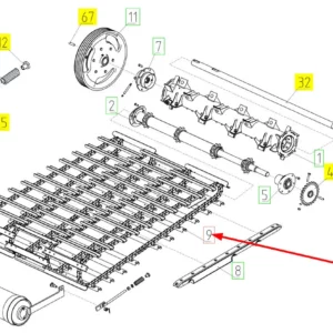 Oryginalny łańcuch przenośnika pochyłego kompletny o numerze katalogowym 102522747, stosowany w kombajnach zbożowych marki Rostselmash schemat.