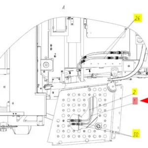 Oryginalny przewód hydrauliczny o numerze katalogowym 102536504, stosowany w kombajnach zbożowych marki Rostselmash- schemat.