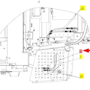 Oryginalny wąż gumowy hydrauliczny o numerze katalogowym 102537068, stosowany w kombajanch zbożowych marki Rostselmash- schemat.