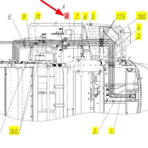 Oryginalny przewód hydrauliczny o numerze katalogowym 102537228, stosowany w kombajnach zbożowych marki Rostselmash- schemat.